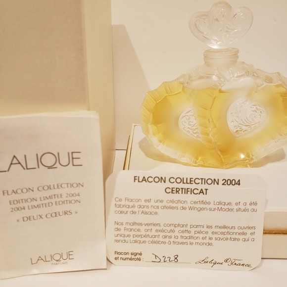 Authentic LALIQUE DEUX COEURS 2004 Crystal Limited Edition Hearts perfume Flacon - Picture 4 of 17